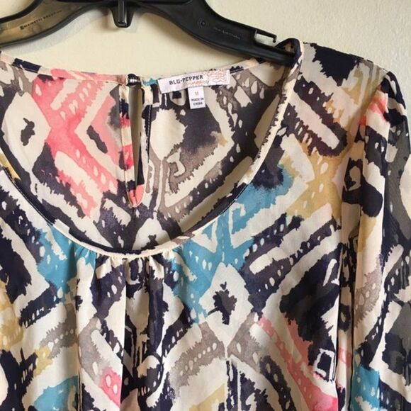 Blu pepper vintage medium sheer colorful long slee - Picture 3 of 5